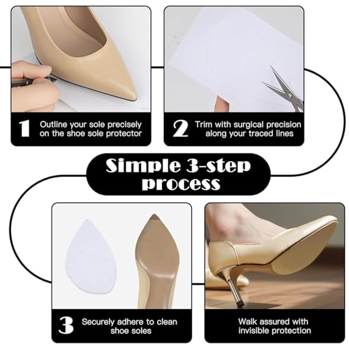 Image of 6 Pcs Shoe Sole Protector - Self-Adhesive Anti-Slip Grips for High Heels & Boots & Dress Shoes, Non-Slip Shoe Bottom Pads for Women (6 x 4 Inches, Clear + Black & Yellow)
