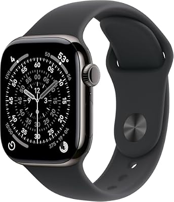 Apple Watch Series 11 [GPS + Cellular, 42mm] Slate Titanium Case with Black Sport Band, M/L (Renewed Premium)