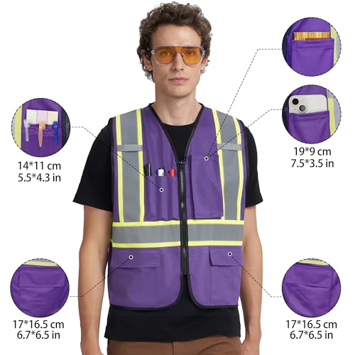 Image of A-KSAFETY High Visibility Safety Vest for Men Women with Pockets and Zipper