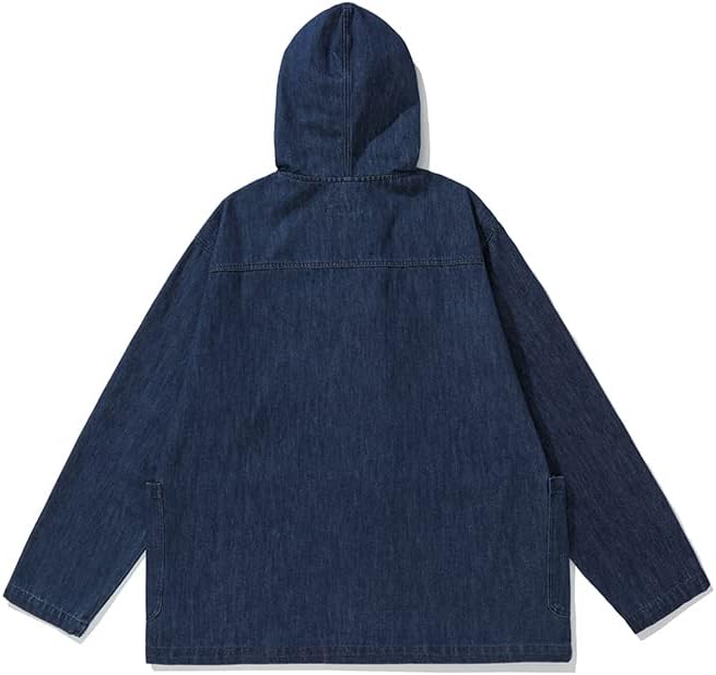 Men Japan Korean Streetwear Casual Denim Hooded Jacket Overcoat Spring Autumn Cityboy Women Jeans Coat