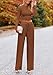 PRETTYGARDEN Women's 2 Piece Sets 2025 Fall Long Sleeve Crop Tops Wide Leg Pants Matching Outfit Tracksuits Fashion Clothing (Brown,Small)