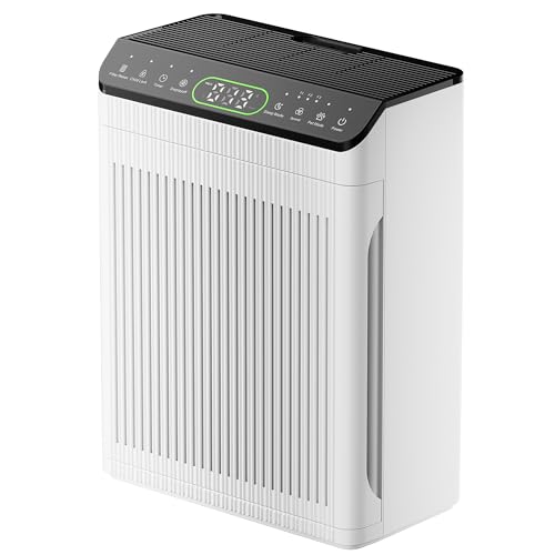 Image of Air Purifiers for Home Pets up to 2200sq.ft, EVALIT Air Purifier for Large Room with PM2.5 Air Quality Display and Fragrance, Washable HEPA Filter for Pet Hair Odors Smoke Dust, Ivory, 1Pack