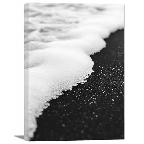 Tableau Océan Noir et Blanc 30x45cm avec Cadre pour Décoration de Salon Moderne