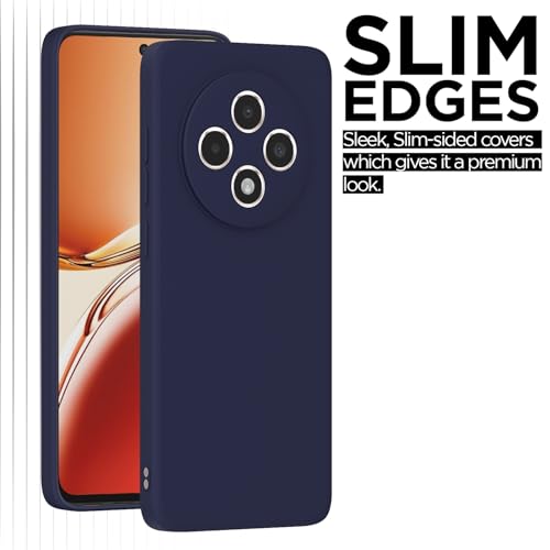 Image of Outlouders Back Cover for Oppo Reno 12F 5G | Camera Protection | Durable Soft Matte Silicone Bumper Case (Blue)