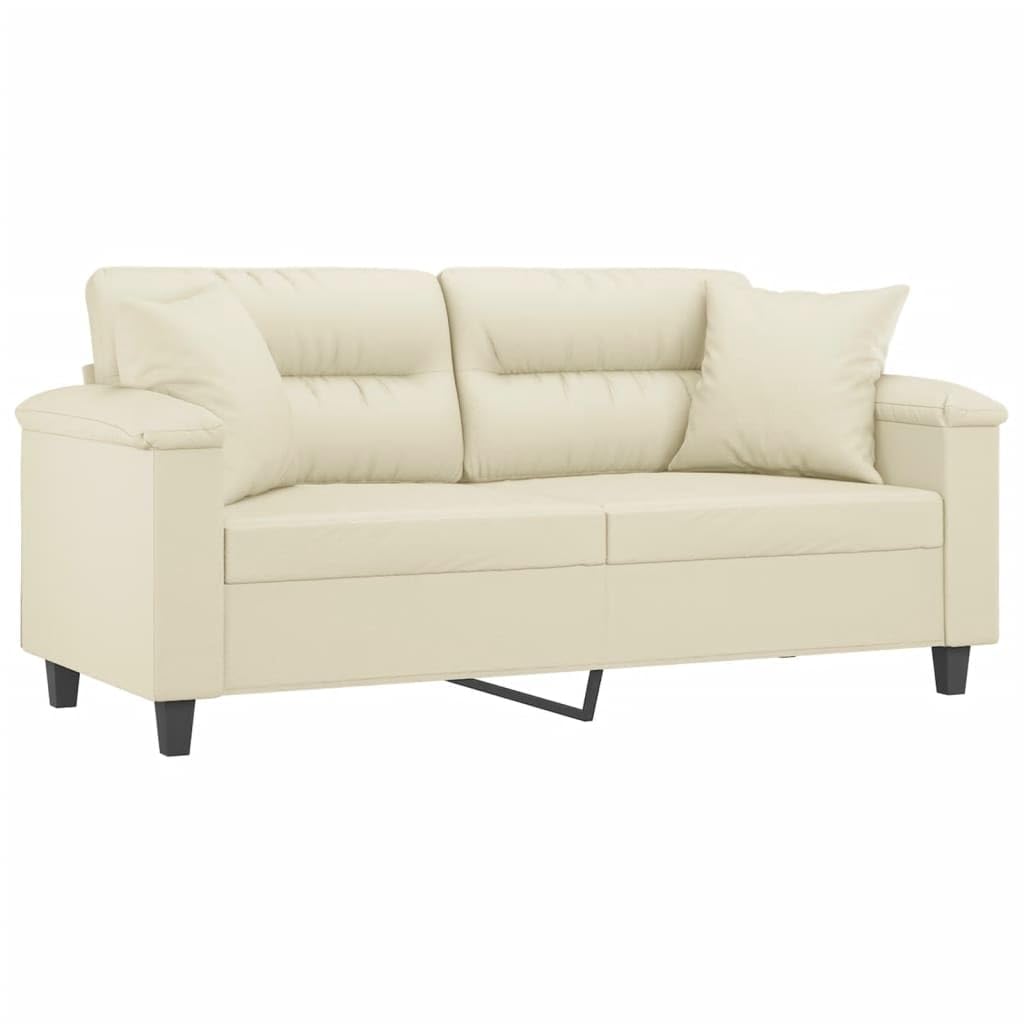 Canapé 2 Places, Causeuse de Salon Fauteuil Sofa 2 Places avec oreillers crème 170 x 77 x 80 cm Similicuir