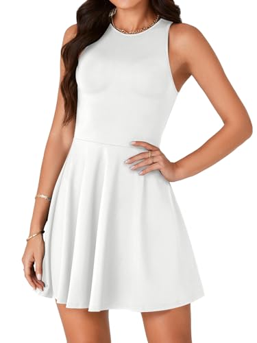 Image of LYANER Women's Tank Sleeveless Flared Hem Swing A Line Cocktail Party Mini Short Dress