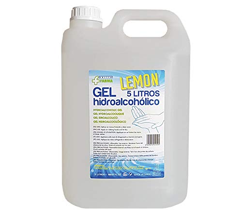 Gel hidroalcohólico aroma limón 5L. Para manos, desinfección e hidratación garantizada