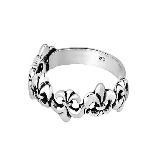 AeraVida Lily Flower Up Down Design Sterling Silver Ring | Classic Vintage Comfort Fit Silver Rings for Women | Promise Ring | Sizes 6-92