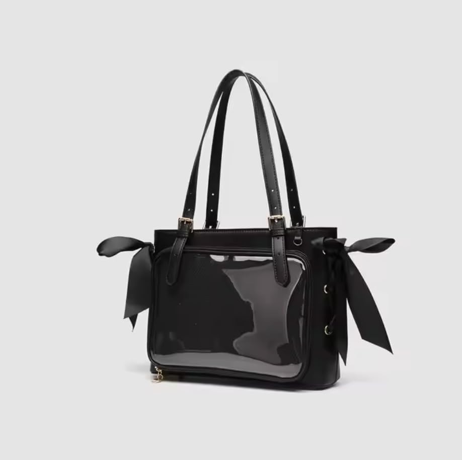 Womens Ita Bag Crossbody Tote – Messenger Shoulder Bag for Anime, Kawaii, Pin & Plushie Display | Clear Front, Mesh Insert|2