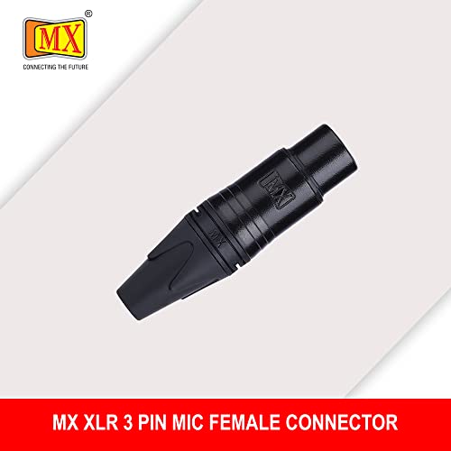 Image of MX 3 Pin XLR connector Microphone Connector pin Pure Copper Nickel Plated Pins1 for High Conductivity microphone cable connector PERENT (3 PIN BLACK COATING, Pack of 10, Female Connector)