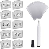 Basket Bin Labels Clip On - 10 White Label Holders with 10 Reusable Plastic Label Cards and a Black...