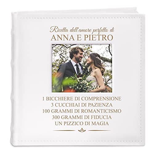 Maverton Album Foto Personalizzato - Copertina con Finestra - 100 Pagine Bianche con Tasche - 200 foto 10x15 cm - idee regalo per anniversario, matrimonio - Ricetta