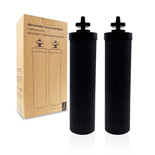 2-Pack Replacement Bb9-2 Black Purification Elements, Activated Carbon Water Filters Compatible With Berkey Big, Nomad, King, Royal Gravity-Fed Water Filter System, And Other Gravity Filter Tank #TOP2