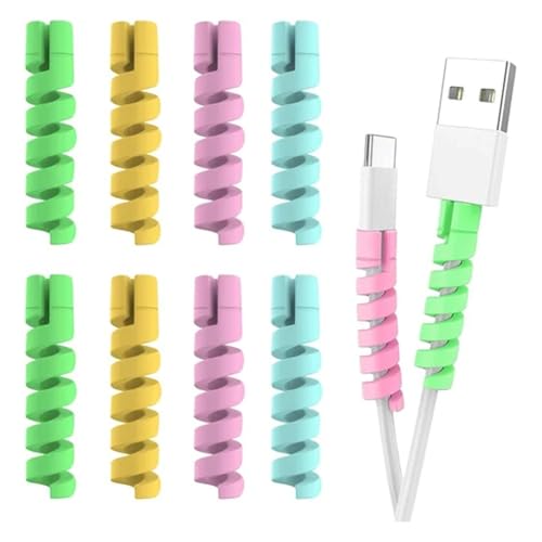 Image of 2PK Charger Cable Protector Spiral Wrap - Flexible Wire Saver Protector for USB Charging Cables, Prevent Cable Break & Fraying (Combo Pack)