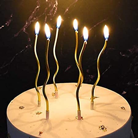 Party Expresss Golden Twisty Metallic Spiral Candles - 6PC 3