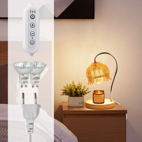 Jinlaili Lampe Chauffe-Bougie Électrique Parfumée avec Minuterie et Gradateur, Lampe à Bougie Vintage, Dimmable