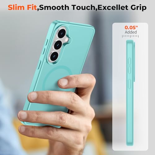 Image of SUPFINE Magnetic for Samsung Galaxy S26 Plus Case with Screen Protector, (Built-in Magnets) (Military Grade Drop Protection) Slim Translucent Shockproof Phone Case,Blue Green