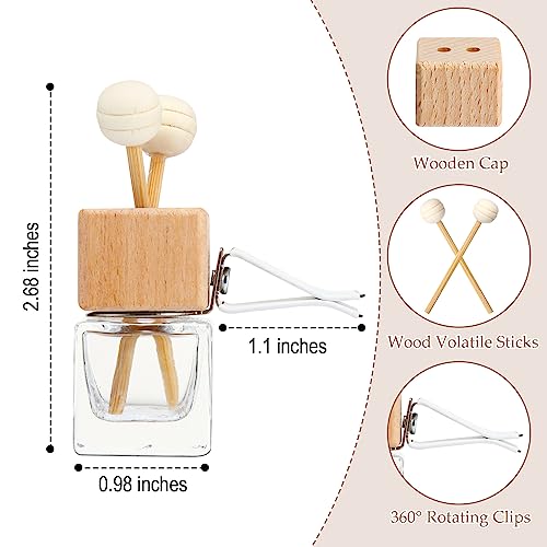 Image of Zubebe 60 Pcs Car Diffuser Bottles Empty Bulk Vent Clip Car Air Freshener Diffuser for Essential Oil Perfume Glass Bottle with Wooden Caps Stick Fragrance Ornament (Clear)