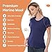 MERINNOVATION Women Merino Wool T-Shirt Short Sleeve Women's Activewear Undershirt Tees Women's Athletic Wicking Base Layer Navy