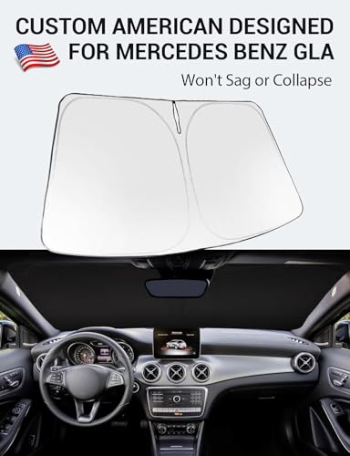 Image of Proadsy 2026 Upgrade Windshield Sun Shade Custom Fit 2015-2020 GLA Foldable Front Sunshade Protector Sun Visor Blocks UV Rays Keep Car Cooler