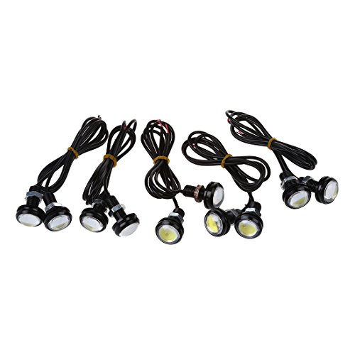 Pqahffowr - Lámpara de ojos (10 unidades, 9 W, 12 V, 23 mm, LED, señal de aparcamiento retroceso, DRL de día de niebla de coche, color blanco