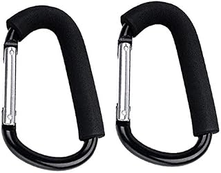 Aulola Black D Shape 14cm Large Buggy Carabiner Hook Pram Pushchair Stroller Clip Hook Shopping Bag Holder(4pcs in pack)