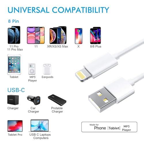 Image of Sounce Phone USB to Lightning Cable-20W Original [MFi Certified] Fast Charger Cable Power Charging Cord Compatible with iPhone 14 /13 /12 /11 /X /8 /7 /6 /iPad Series (White)