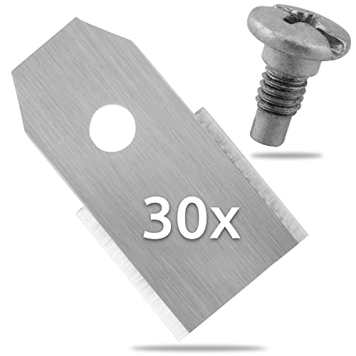 ECENCE 30x Cuchillas Robot Cortacésped Acero Inoxidable Compatible con Husqvarna Gardena McCulloch Rob Flymo Yardforce Matrix Grizzly Brast + Tornillos