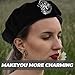 BESPORTBLE Performance Beret Hat for Women and Men, Woolen Black Beret Silver Badge, Classic Stage Dance Hat, Adjustable Fashion Headwear for Theater and Cosplay