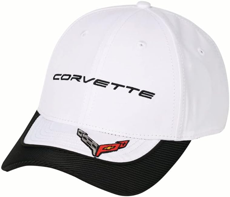 C8 Corvette Hat - Next Generation Cap White with Carbon Accent Bill