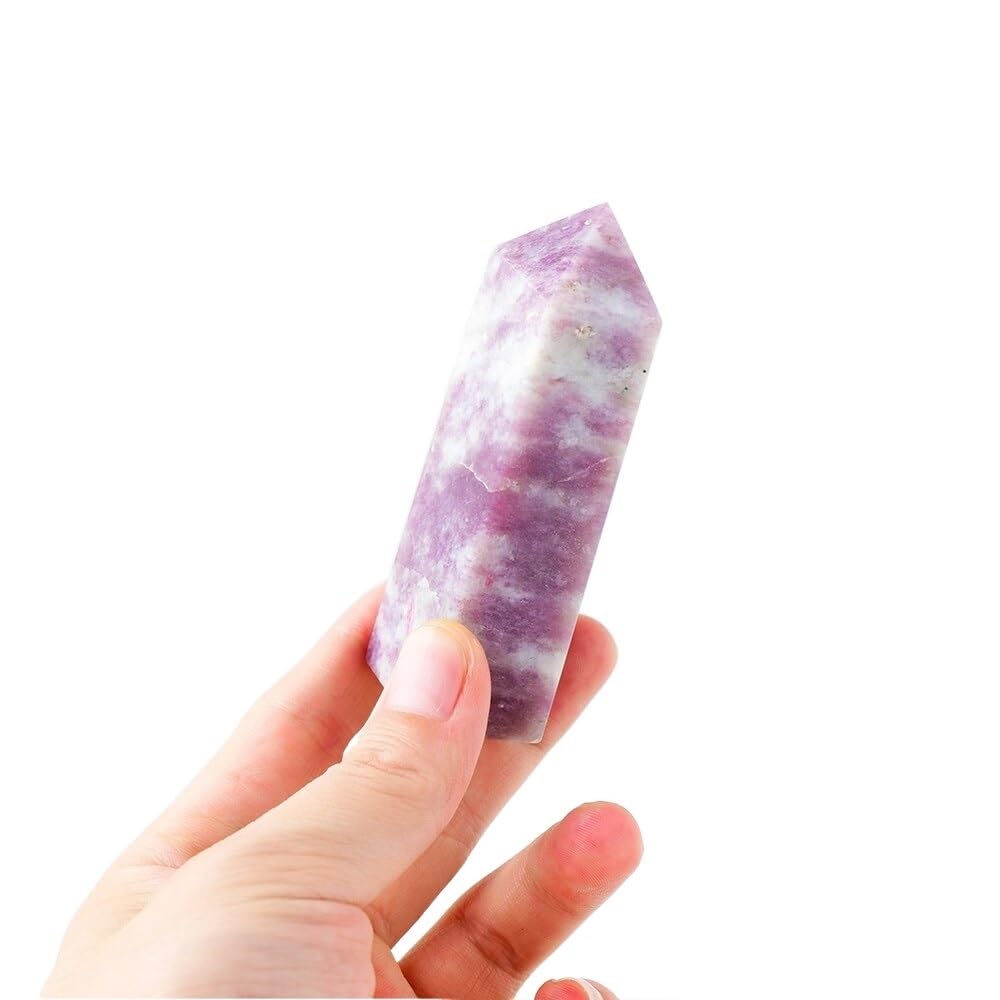 KJEBVHIRS 1PC Crystal Plum Blossom Tourmaline Tetrahedral Column Handwork Carving Tower Gem Home Decoration Ornaments (Size : 50-70g)