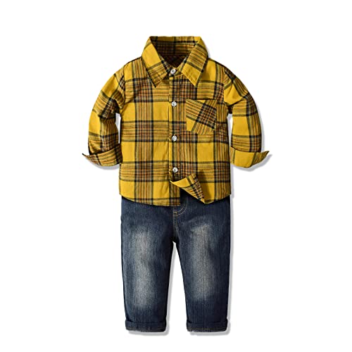 Image of Yilaku Baby Boy Clothes Toddler Dress Outfits Cotton Shirt + Jean Pants 2 Piece Boy Suit sets 1-7 Years