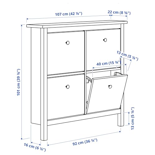 Meuble à chaussures 4 compartiments HEMNES pour entrée étroite