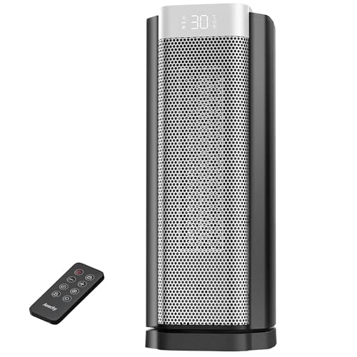 Chauffage d'appoint AEOCKY 3e génération avec thermostat IA, radiateur électrique PTC 1800 W pour usage intérieur avec télécommande, oscillation à 70°, silence,...