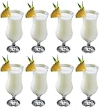 Epure Venezia Collection 8 Piece Hurricane Glass Set - Perfect for Drinking Pina Coladas, Cocktails,