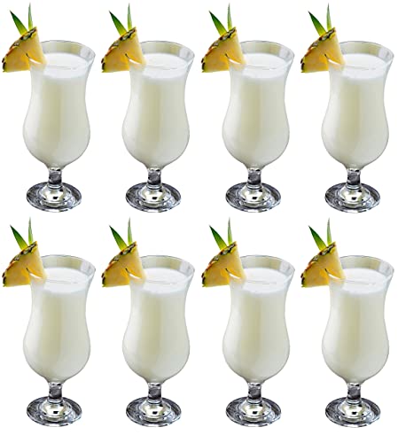 Epure Venezia Collection 8 Piece Hurricane Glass Set - Perfect For Drinking Pina Coladas, Cocktails, Full-Bodied Beer, Juice, And Water (Pina Colada (15.5 Oz)) #TOP10