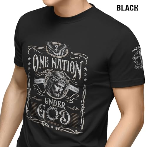 One Nation Under God Christian Tshirts, Christian Shirts for Men, Bible Shirts for Men, Patriotic Shirts for Men 24