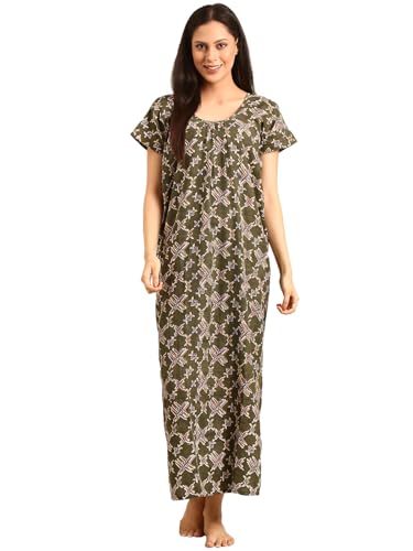 Image of Rupa Jon Aishwarya Women Full Length Printed Nighty in Premium Cotton Blend Fabric, Night Dress, Maxi Nighty for Comfortable Everyday Wear, Free Size