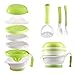 Matyz Versatile Baby Food Maker Set - Toddler Food Mills with Mash Bowl, Hand Masher, Citrus Juicer, Grater - Making Homemade Baby Food - Fruits and Vegetables Masher - BPA Free (Matyz Green)