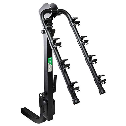 RaxGo Premium Hitch Mounted 4 - Bike Rack Carrier, Sturdy Bicycle Swing Away