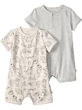 little planet by carter's Neutral Romper made with Organic Cotton, Gray Pets, 12M