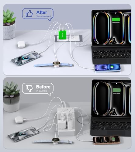 Image of 50W USB C Wall Charger Block,5-Port C Charger Fast Charging Block PD Power Adapter +QC Multiport Type C Box Charger Cube USB A Wall Plug for iPhone 14 /15 /16 /17 Pro Max Plus,Samsung(Green)(2-Pack)