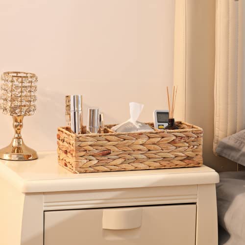 Vagusicc 3 Section Wicker Storage Basket, Hand-Woven Water Hyacinth Storage Baskets, Wicker Baskets for Storage, Toilet Paper Basket for Toilet Tank Top, Small Baskets for Organizing Shelves, 2-Pack by Vagusicc - Image 7