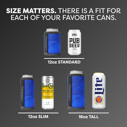 Image of PHOOZY Insulated Can Cooler for 12 oz Cans - Patented Drink Sleeve with NASA-Inspired Technology - Keeps Beer, Soda & Sparkling Water Cold Longer - Lightweight Outdoor Can Holder - Blue