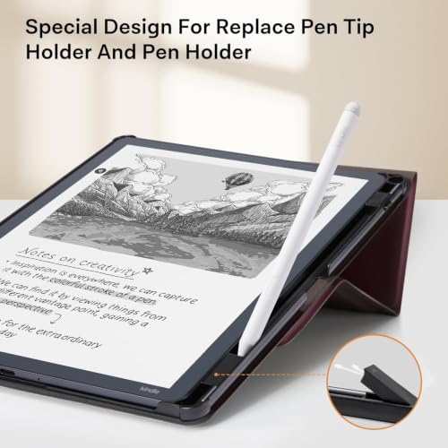 Image of CoBak Case for 11 inch Kindle Scribe 3rd Generation 2025, Kindle Scribe Colorsoft with Two Viewing Angles - All New PU Leather Cover with Auto Sleep Wake, Pen Holder. Fig