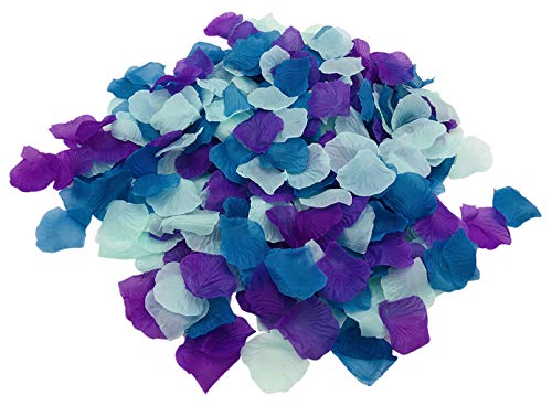 Joinwin 1200pcs Purple Mint Green Teal Mixed Artificial Silk Flower Petals for Mermaid Party Decorations Baby Shower Bridal Wedding Birthday Party Decoration
