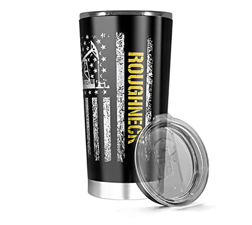 Insulated Tumbler Stainless Steel 20oz 30 Oz Roughneck Iced American Coffee Flag, Cold Oilworker Hot Oilfield Tea Wine Water Botter Gifts For Family And Friends