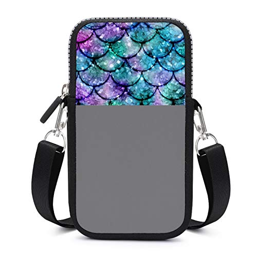 Preisvergleich Produktbild Handy-Geldbörse Crossbody mit abnehmbarem Schultergurt, Waage, Grün / Violett, schweißfest, Tasche für Schlüssel, Taille, Geldbörse, Outdoor-Taschen für Jungen
