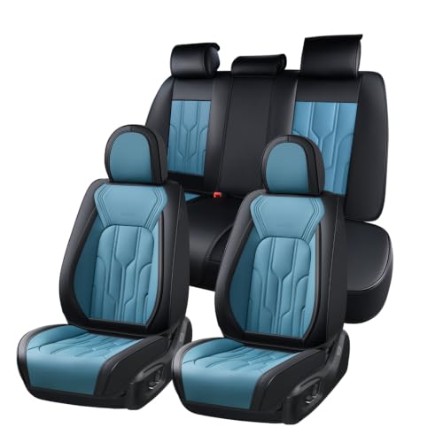 FLORICH Seat Covers for SUV and Truck Full Set Car Seat Cover Leather Front Seats Durable 5-Layer Construction Anti-Slip Backing Machine Washable Cover Compatible with Airbags, Black&Blue by FLORICH - Used condition - US$117.82