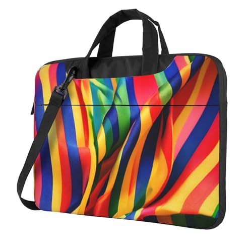 EENRTYT Rainbow Color stripe Print Stylish Portable Laptop Bag Shoulder